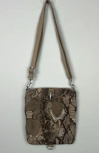 Kipling AC7905 Keiko Crossbody Bag Nylon Tan/Brown Tonal Snake Print bag