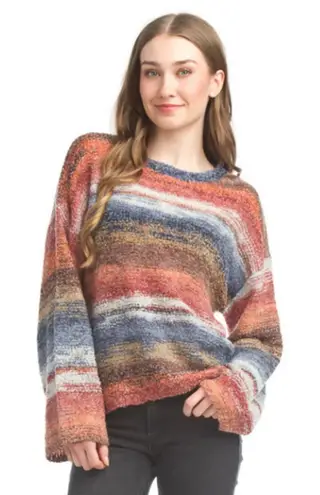 PAPILLON Striped MULTI COLOR Knit Sweater Red Size L