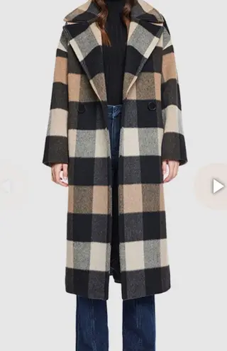 HiSo (hide society) Isabella long cashmere blend coat in camel buffalo plaid Black Size undefined