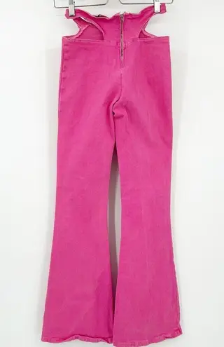 Edikted  Womens Barbiecore Y2K Retro Kira Hip Cutout Flare Pants Size XS Pink