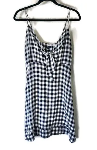 Rails Black & White Gingham Plaid Front Tie Cutout Sleeveless Mini Dress Small