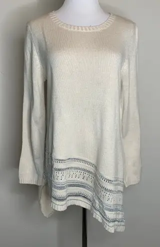 Spense Knits Cream Silver Asymmetric Sweater Sz Medium