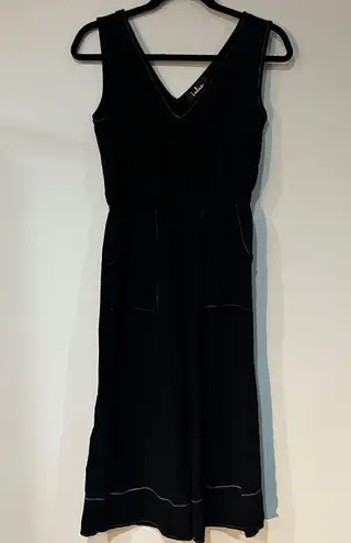 Lulus Orlee Black Contrast Stitch Culotte Jumpsuit Sz S