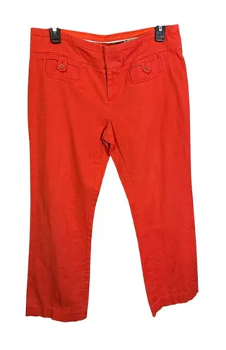Cartonnier Anthropologie Charlie Crop Flare Pants Hot Orange Casual Mid Rise Orange Size 8