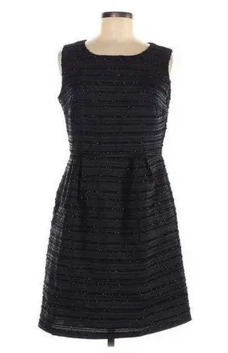 Cynthia Rowley  Sheath Dress Black Sparkle Striped Sleeveless Sheath Size 8