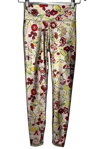Becco Women’s Size S Light Gray Red Green Floral Flower Print High Rise Leggings