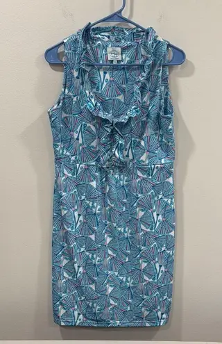 Tracy Negoshian Blue and White Patterned Mini Dress Size XS EUC