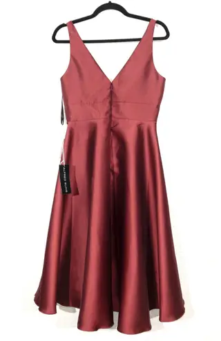 Alfred Sung NWT  Burgundy High Low V Neck Cocktail Dress Size 6