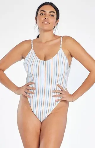 Vitamin A ππ Yasmeen One Piece Swimsuit ~ Palm Springs Stripe 12 D XL NWT