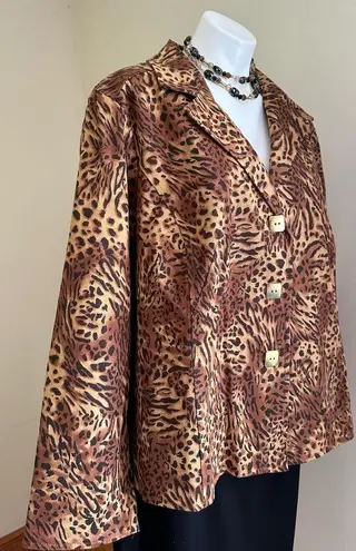 Joan Rivers Animal Print Browns And orange Square Gold Buttons Size 3 X