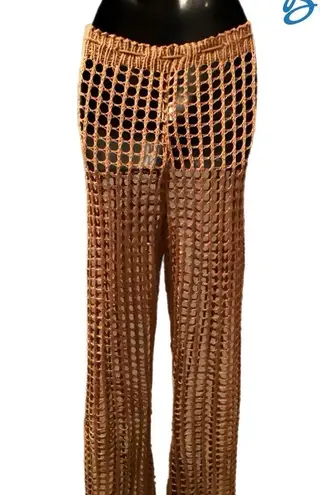 CoverUp Women's Dark Brown Beach Pants Crochet High Waist Swimsuit CoverUps Size undefined