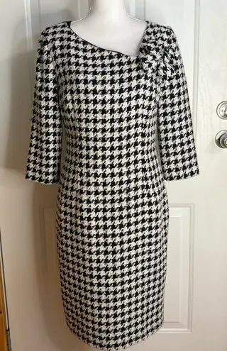 London Times Black and White Houndstooth Dress size 10
