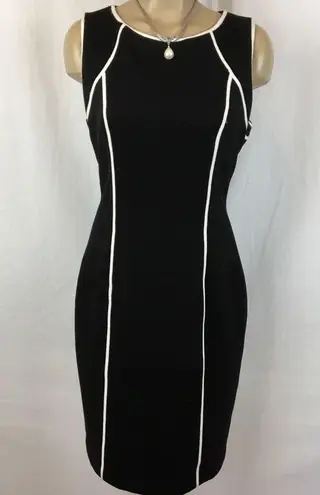 Boston Proper Black & White Contrasting Stitch Sleeveless Dress 8