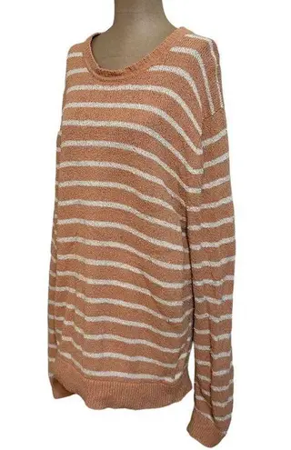 Faherty  Cotton Textured Orange & White Stripe Long Sleeve Sweater size XL