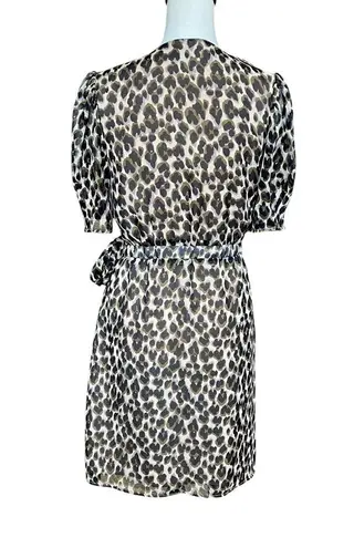 Heartloom Revolve Cheri Short Sleeve Leopard Print Mini Wrap Dress Black Size S