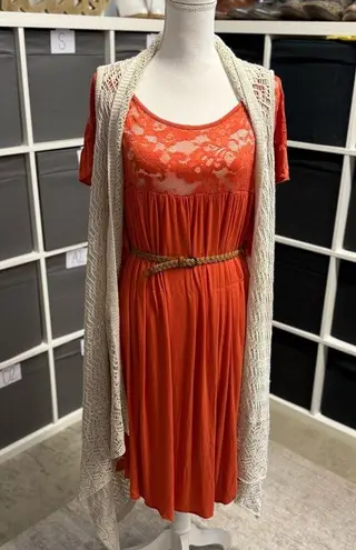 Unbranded Cream Crochet Open Knit Duster Waterfall Cardigan Vest Tan Size L