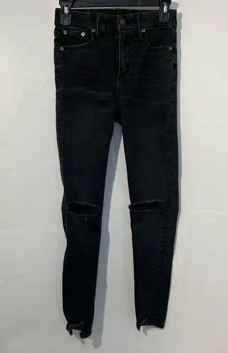 American Eagle  the luxe black distressed super high rise jegging jeans