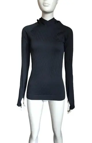 Lululemon  Black Textured Hooded Long Sleeve Top