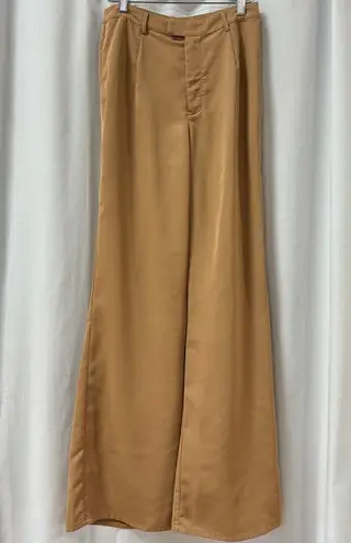 Lavish Pretty  Jamie Crop Tie Knot Blouse & Wide Leg Trouser Pants Set Tan US 4