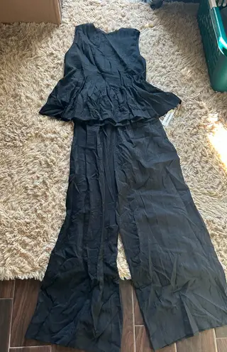 Commense Black Peplum Top AND Wide