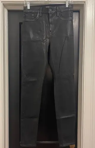 Hudson Barbara Super Skinny Black Coated Jeans