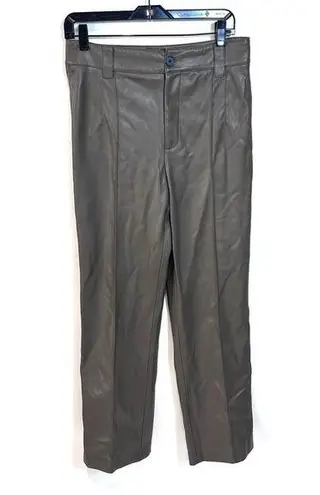 ZARA  Medium Brown Faux Leather High Rise Wide Leg Pants M 28 Fall Fashion