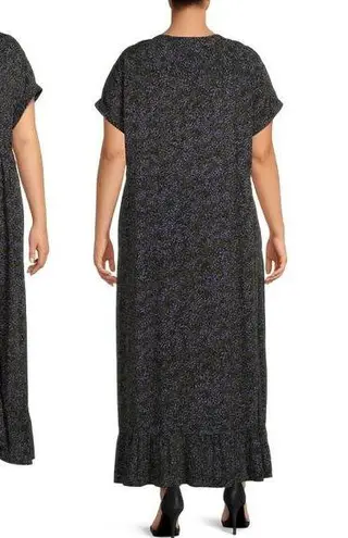 Terra & Sky Dress Cap Sleeve Mandarin Collar Maxi Dress Colorblocked Plus Sze 2X