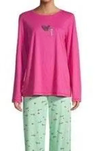 Hue Pink Long Sleeve Large Sleepwear Pajama Top