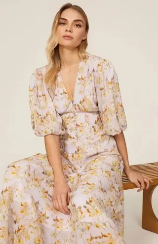 ALLSAINTS Aspen Momo Floral Midi Dress Purple Womens SIze 10