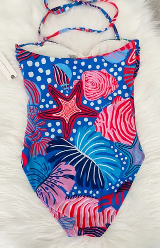 Farm Rio Ocean Live Cutout One-Piece Swimsuit, Size XS