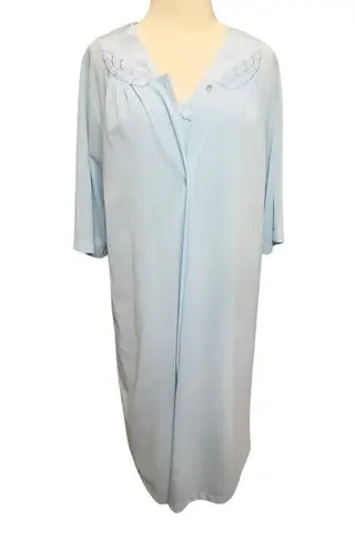 Vassarette Vintage Robe Night Dress S Baby Blue Nylon Night Gown Grannycore USA