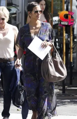 Rachel Roy Angelina Dress Sheer Palm Caftan sz M Gold Size M