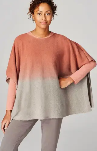 J Jill Purejill Poncho‎ Sweater. One Size. Dip dyed. Peachy gray. Orange