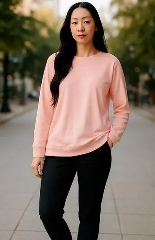 Pure Jill Everyday Relaxed Fit Long Sleeve Pockets Comfy Casual Top Peach M Pima Pink Size M