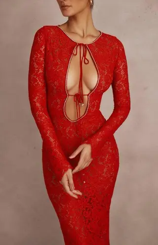 House Of CB  Lisandra Red Lace Maxi Dress XS