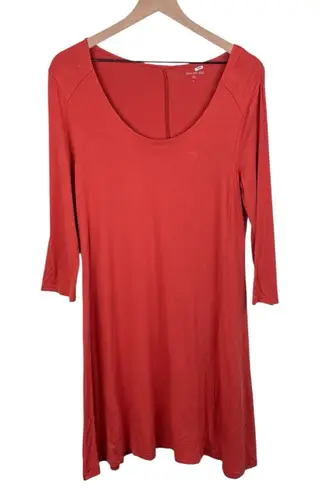 Garnet Hill Knit Trapeze Dress Women's Size Small Solid Brick Red Stretch Fall