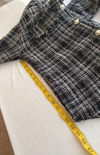 Spoon Jeans blouse button down woven look fringed Pearl/rhinestone size medium