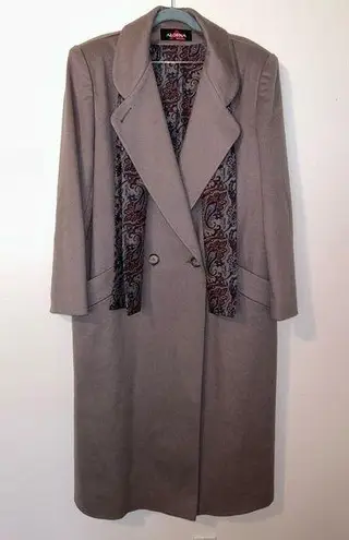 VINTAGE Alorna 100% Wool Coat with Scarf | Pockets | Fully Lined Paisley Print Brown Size undefined