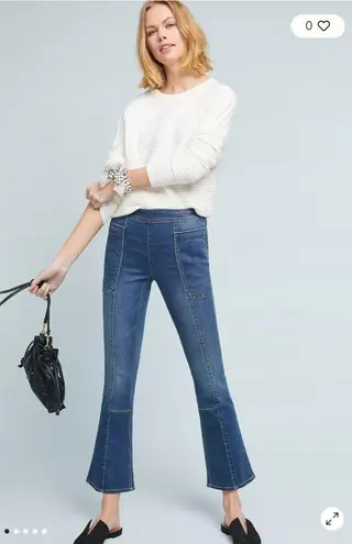 Pilcro and the Letterpress Pilcro Utility High-Rise Cropped Bootcut Pants Women's Blue Flared Jeans Size 27