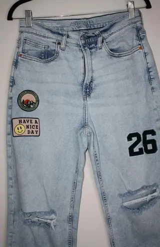 Arizona Jeans Arizona Juniors Jeans Size 7 High Rise Vintage Straight Stonewash Patched Trendy