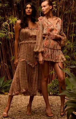 MISA Los Angeles ππ Nati Dress ~ Flora Tile Mix Medium M NWOT