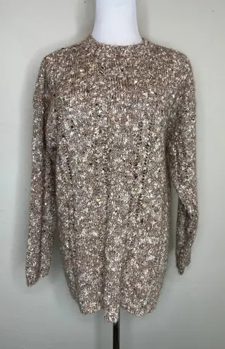 Forenza Brown Tan Marled Crew Neck Sweater Sz Medium