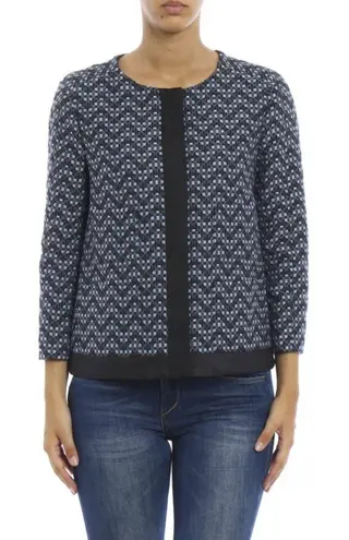 Armani Collezioni Women Jacquard Zig Zag Wool Blend Jacket Sz 10 Office Academia