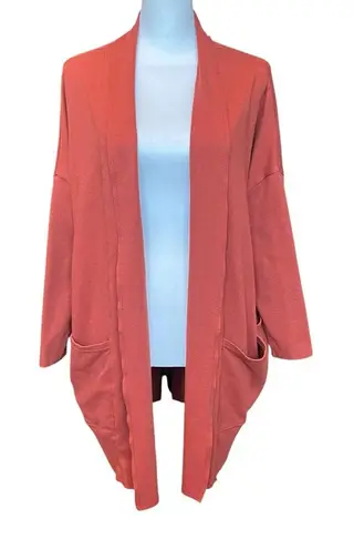 Pact Airplane Cardigan Size M/L Orange Organic Cotton Oversize Lagenlook Pocket Size M