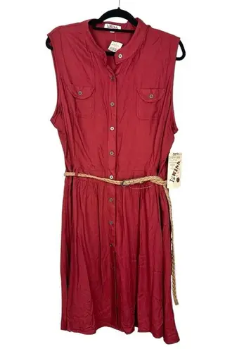 1st Kiss NWT Sleeveless Red Midi Button Up Shirtdress Size 2X