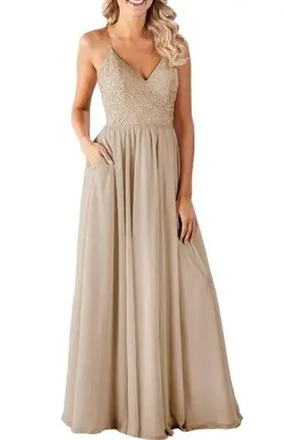 Kennedy Blue Cameron Maxi Dress Gown in Latte