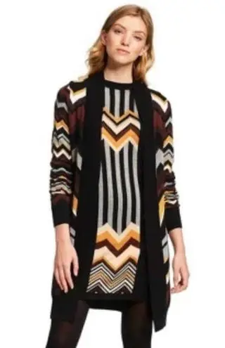 Missoni for Target zig zag stripes patchwork long sleeves Open Cardigan XS Black