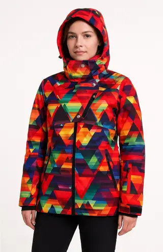 2010s Gsou Snow Geometric 10K Waterproof Ski Jacket snowboard winter Small Pink