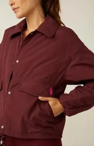 Free People  Movement Off the Bleachers Coaches Jacket in Wine size Large