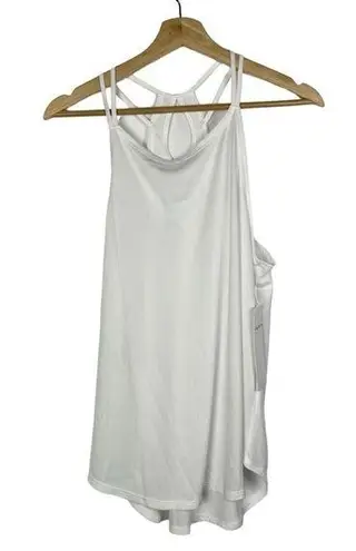 Layer 8 White Double Strap Tear Drop Athletic Tank Top L Size L